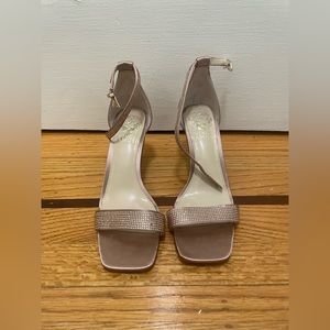 Blush satin Vince Camuto sandals.